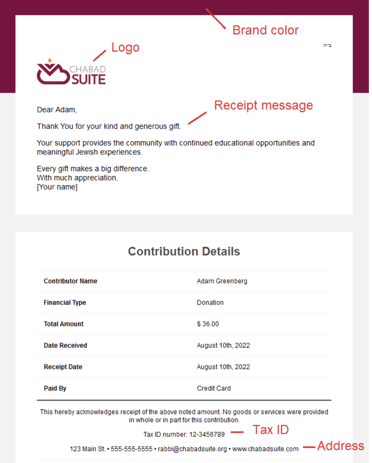 Sample of a Receipt